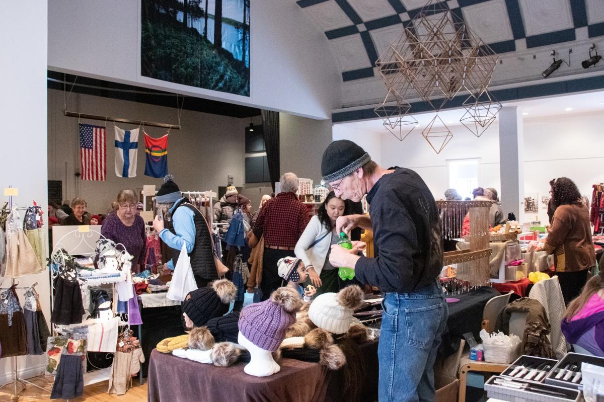 Vendors sell their wares at the Finnish American Heritage Center