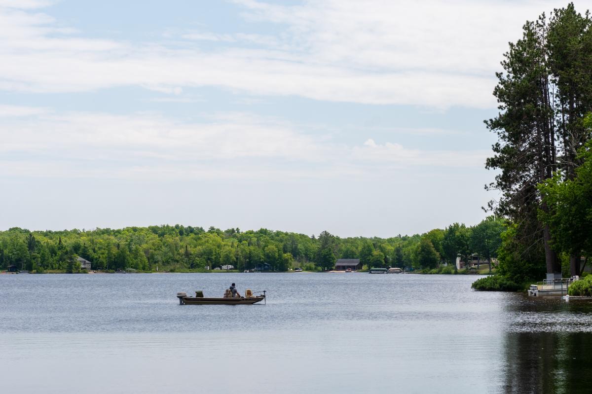 Boater on lake