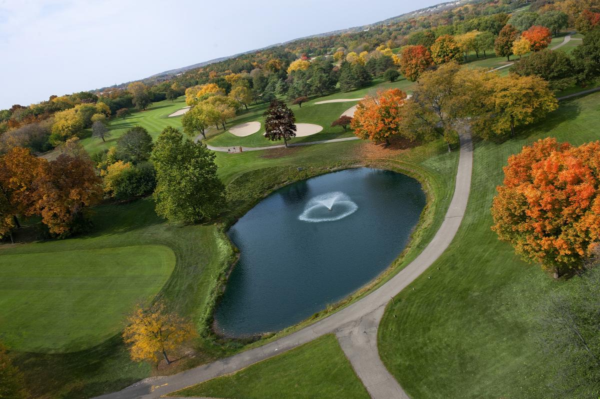 Ariel picture of golf course in the fall