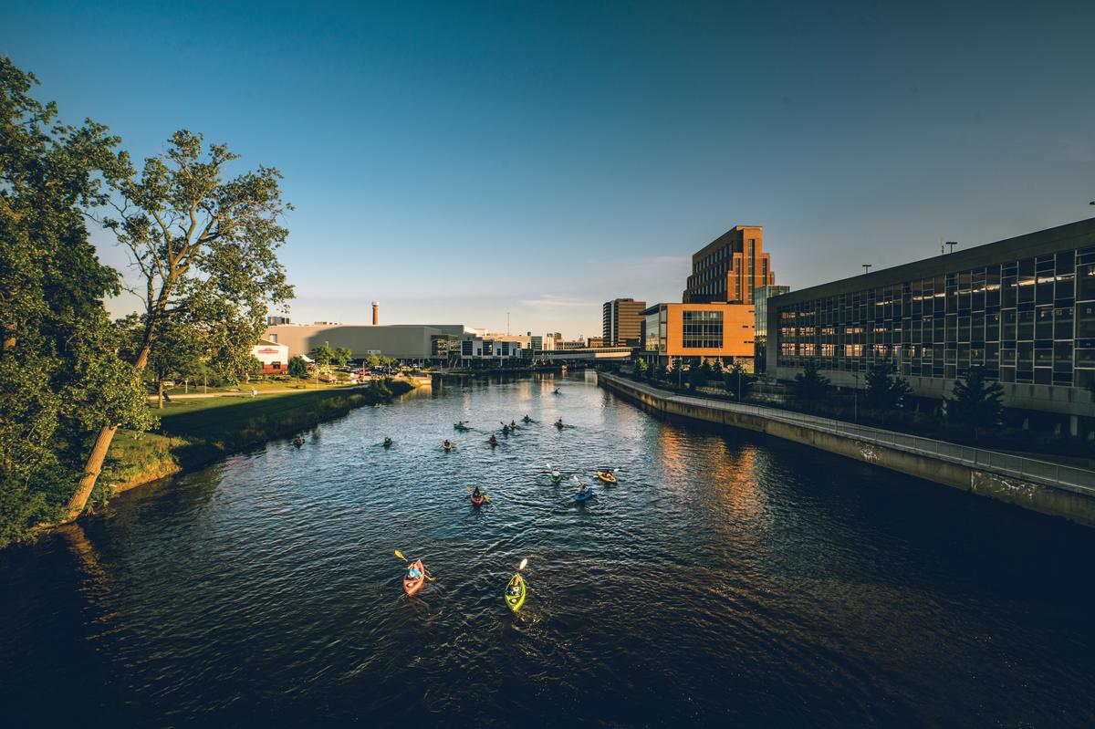 Kayakers on the Grand River