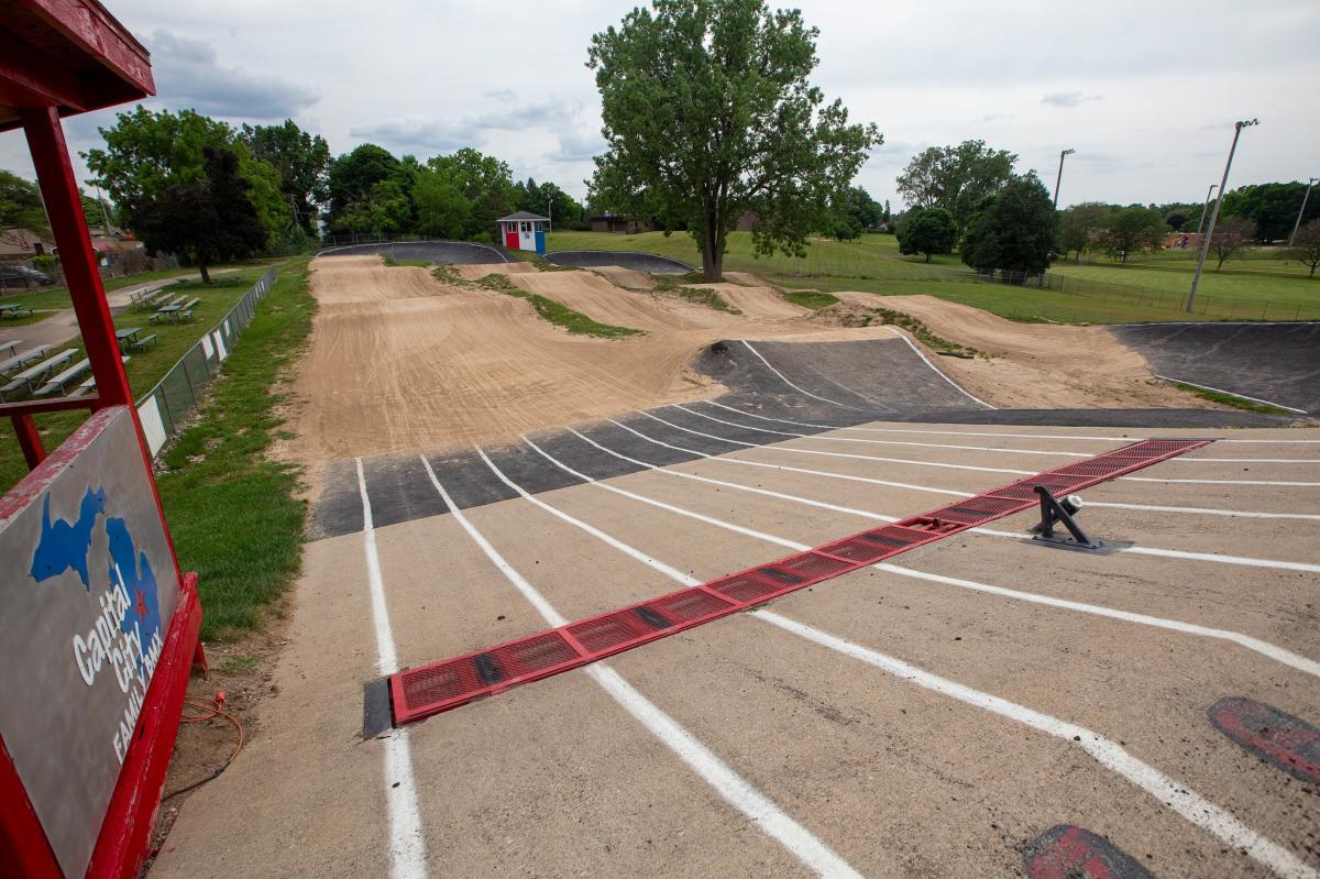 The track from the start line at the Capital City Family BMX