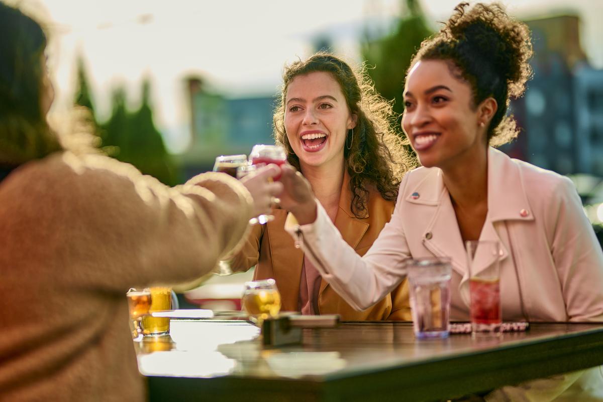 Ladies toasting