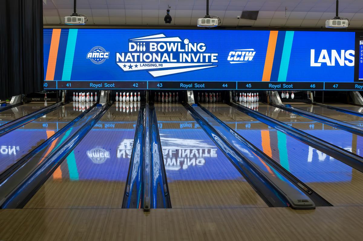 DIII Bowling National Invite lines with Royal Scot video board