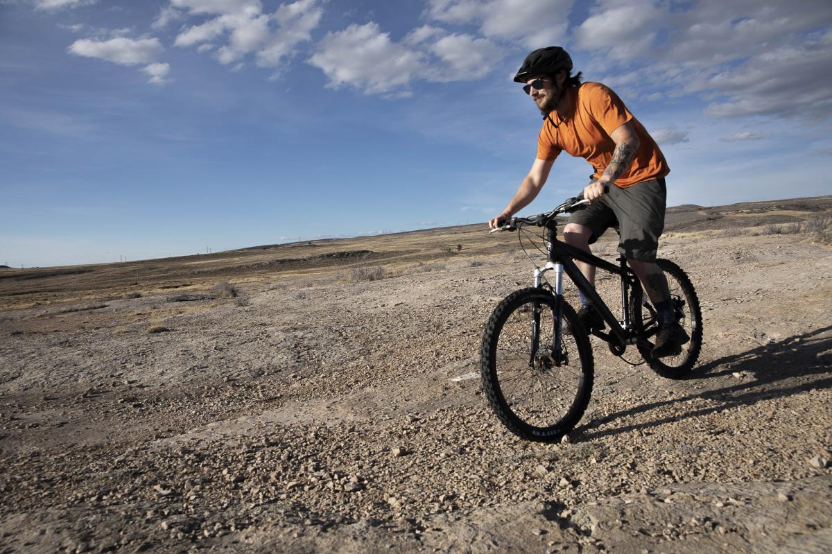 mountain biking on Pilot Hill downhill