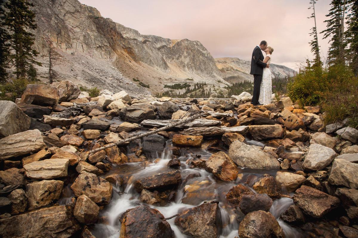 wedding elopement at Lake Marie in the Snowy Range of Wyoming