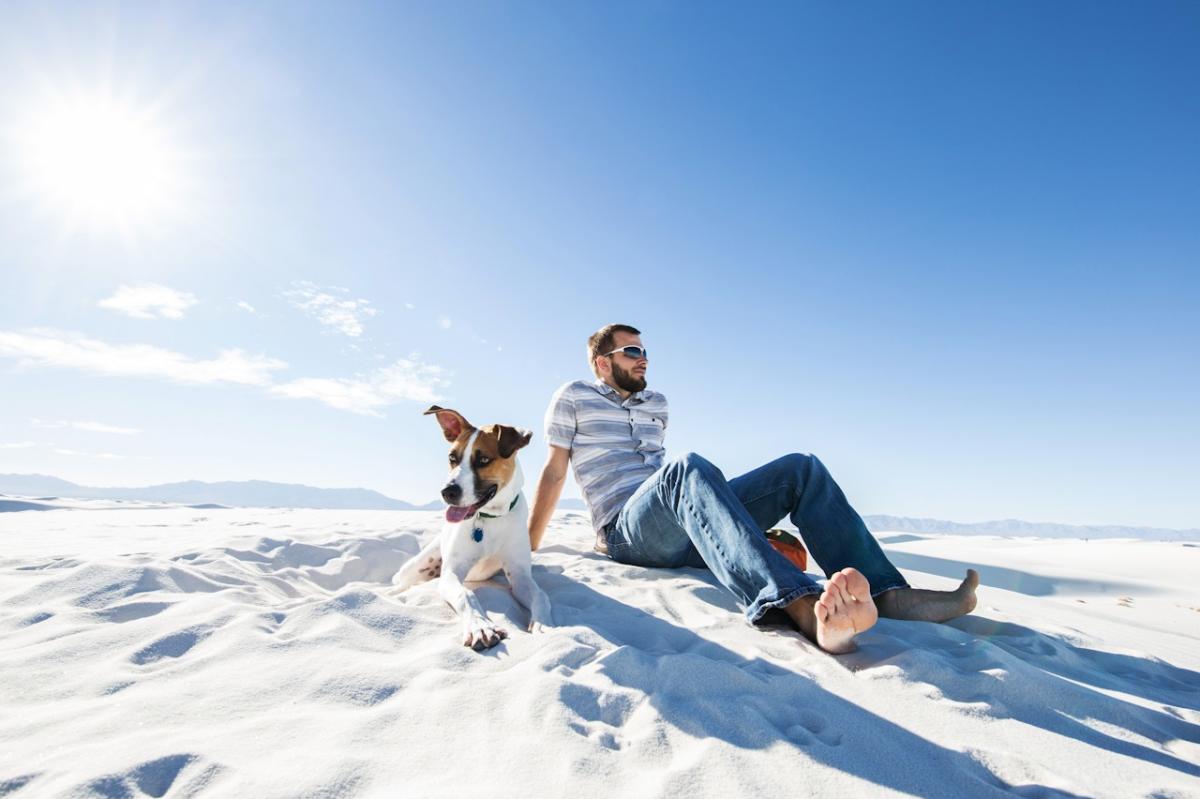 White Sands Man and Dog