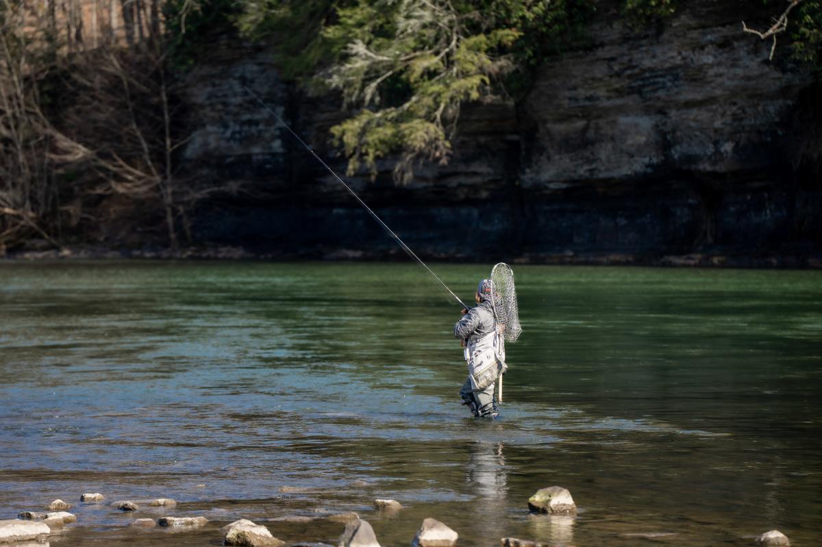 The Youghiogheny Dam Outflow Recreation Area is a popular spot for trout fishing.