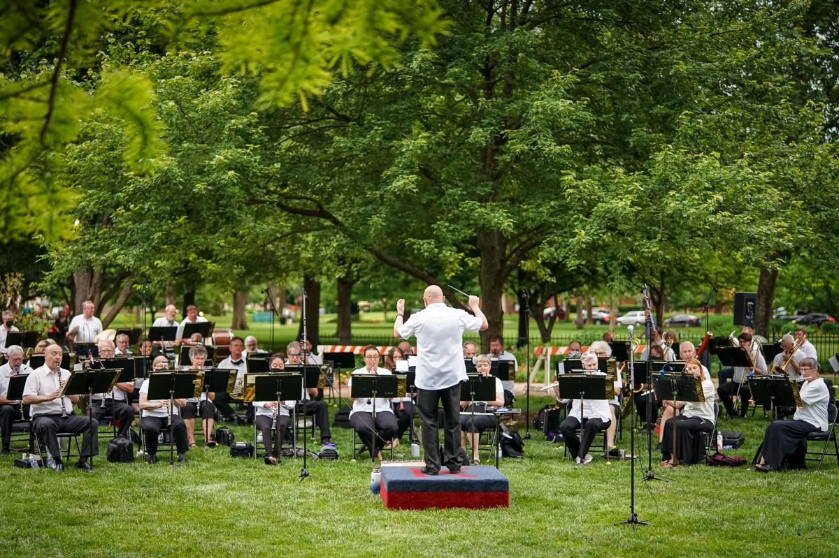 Lawrence City Band Concert in South Park in Downtown Lawrence Kansas