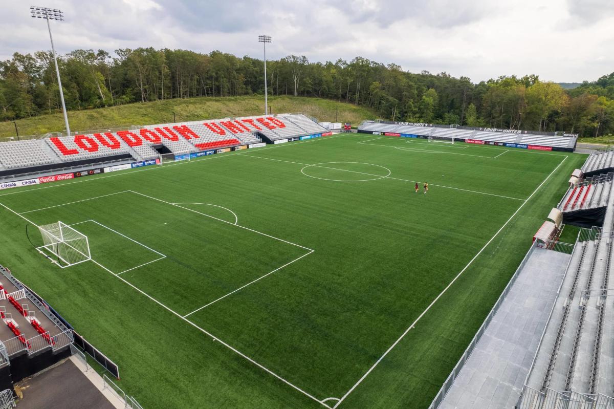 Exterior view of Segra Field, home of Loudoun United FC in Loudoun County, Virginia