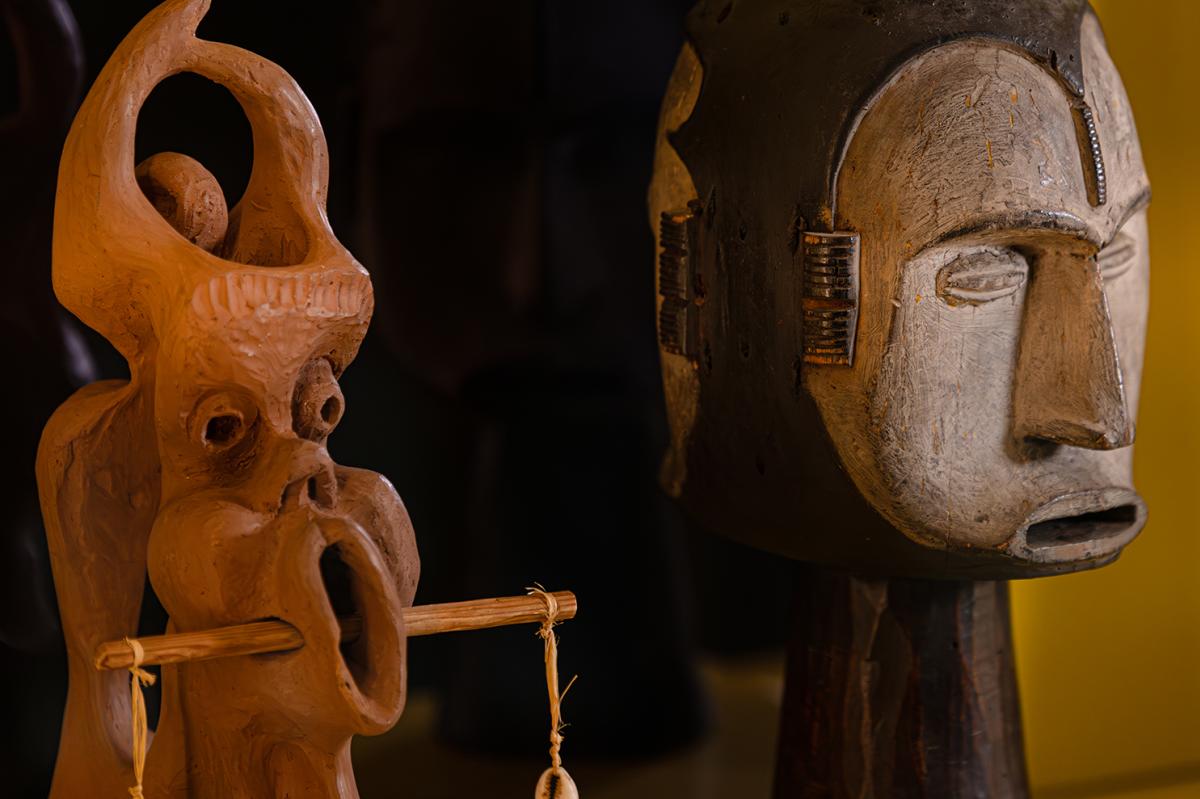Exhibition display in African hub at Manchester Museum