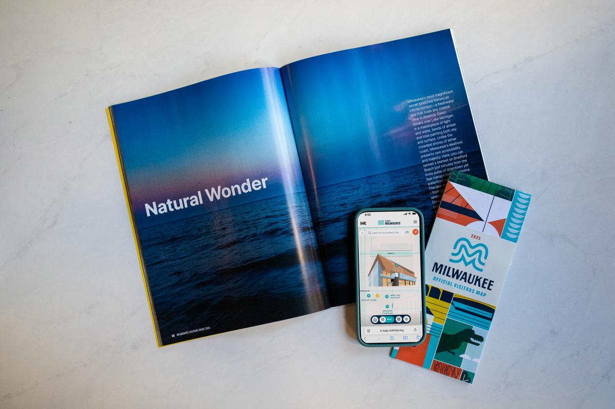 An official visitors guide of Milwaukee opened to an article labeled Natural Wonder.
