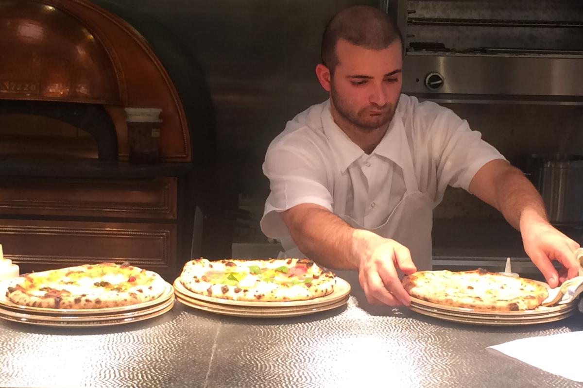 Pizza ready to be served at Marcus B&P in Newark, NJ