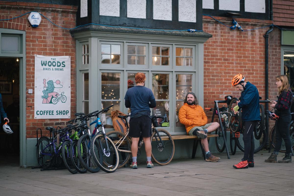 People outside The Woods Cyclery Shop in Lyndhurst