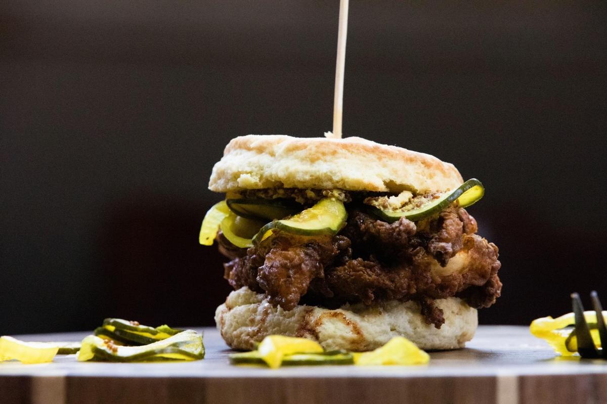 Indulgence Bakery & Cafe’s boxcar chicken biscuit, New Mexico Magazine