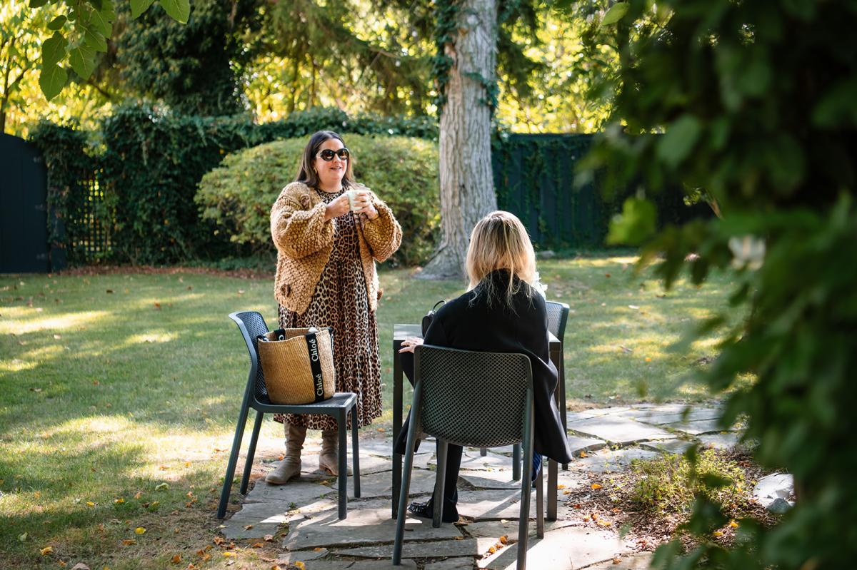 Women Coffee Outdoors Park