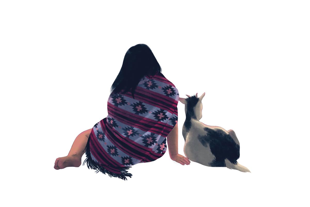 Girl with goat illustration by Bendetta C. Vialli.