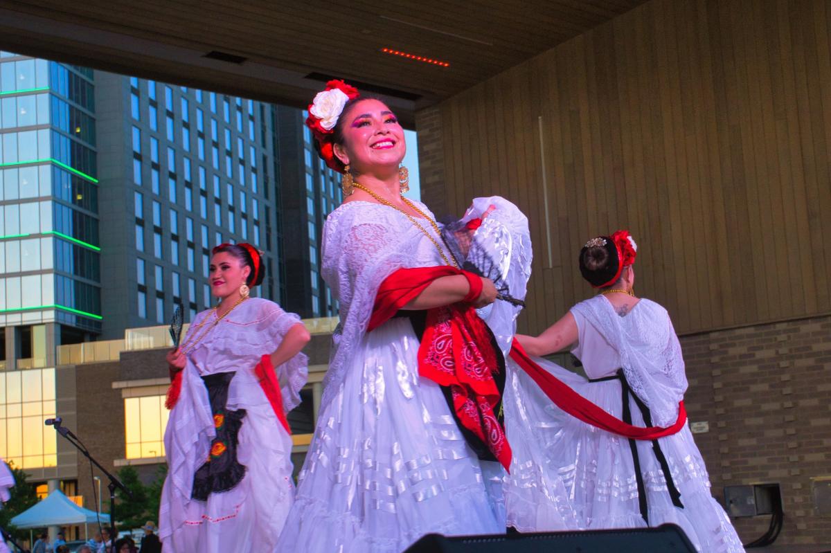 3 dancers at Scissortail park in Oklahoma City at the Cinco de Mayo festival