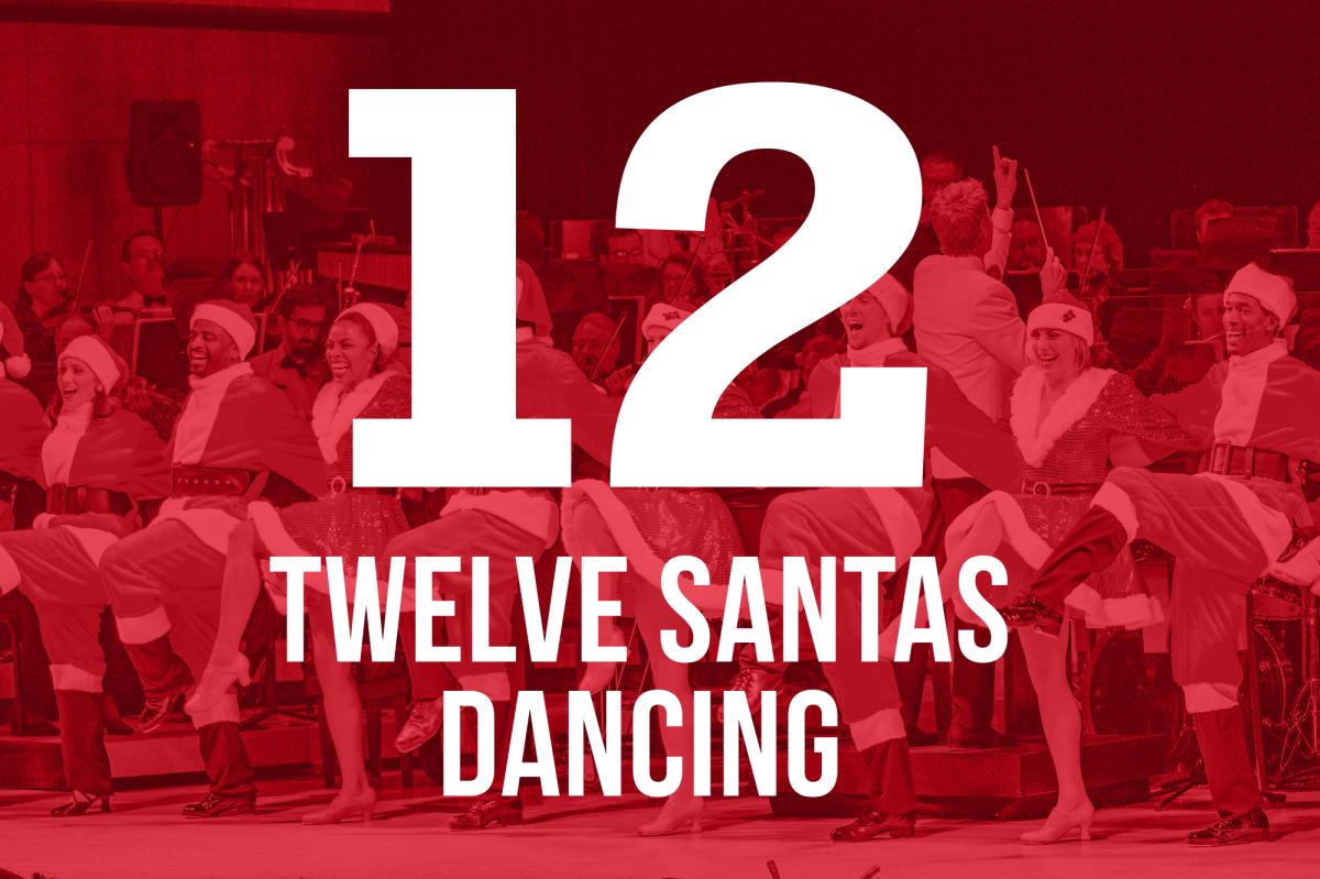 12 SANTAS DANCING