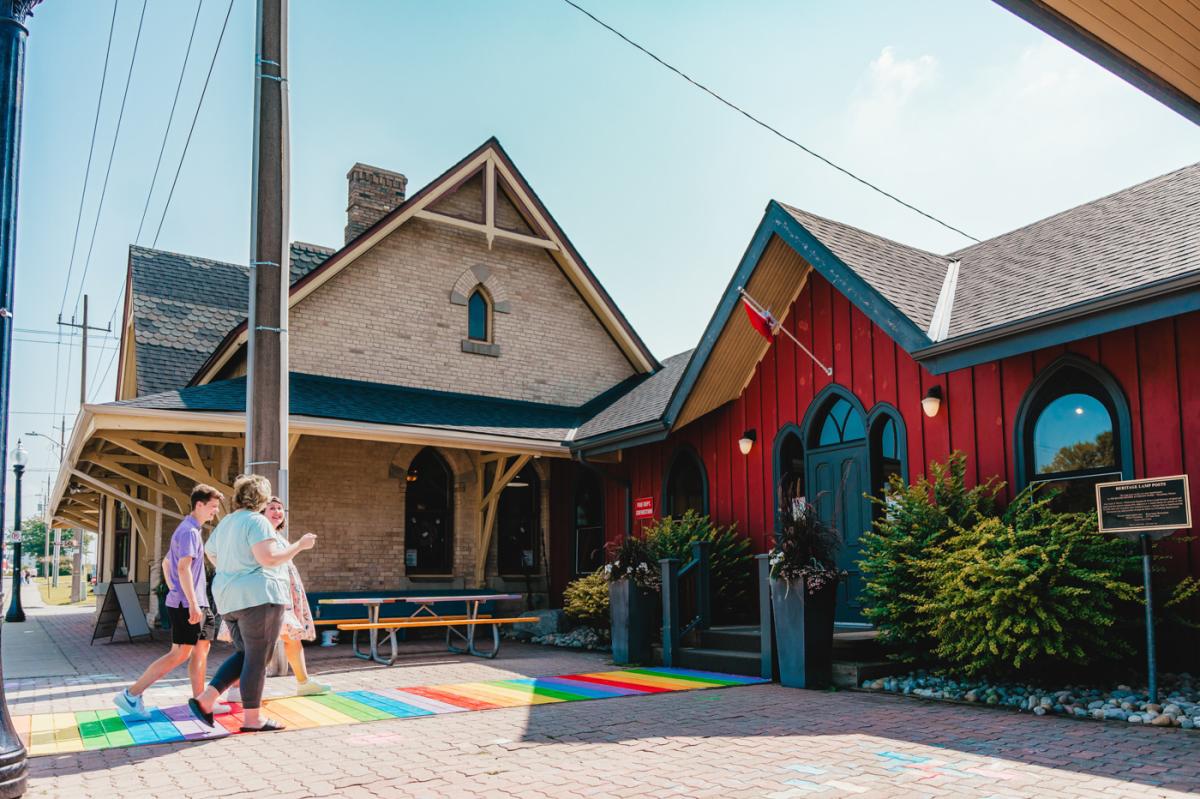 Family going to the Station Arts Centre