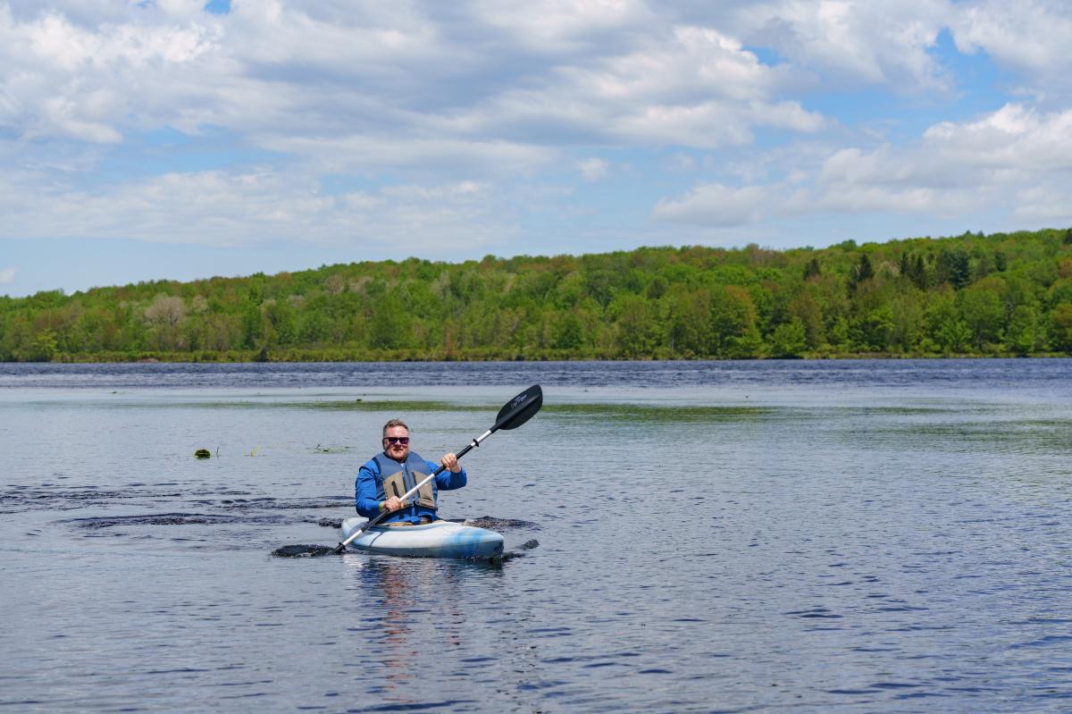 Jim kayaks at Gouldsboro