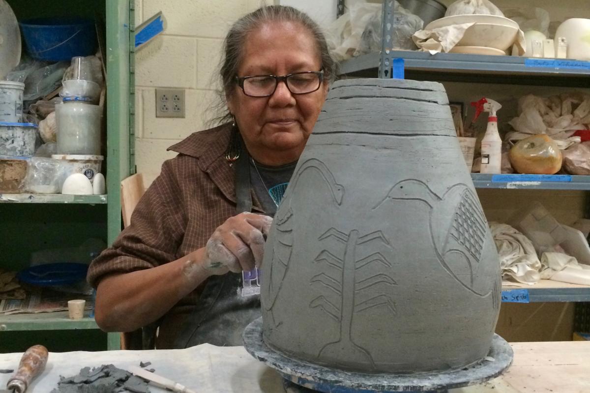 Hand-building pottery at Santa Fe Community College