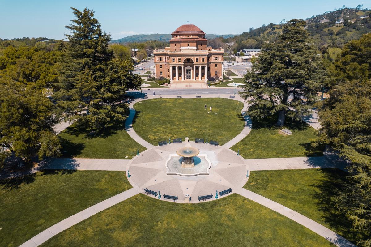 overhead view of the Sunken Gardens by City Hall in Atascadero