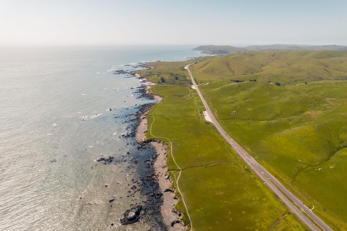 view of Highway 1 and coastline in SLO CAL