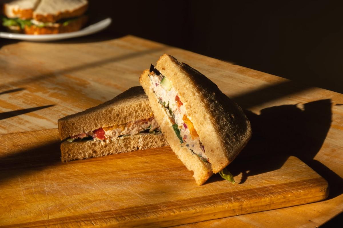 Breadfords handcrafted ham sandwich in triangle slices