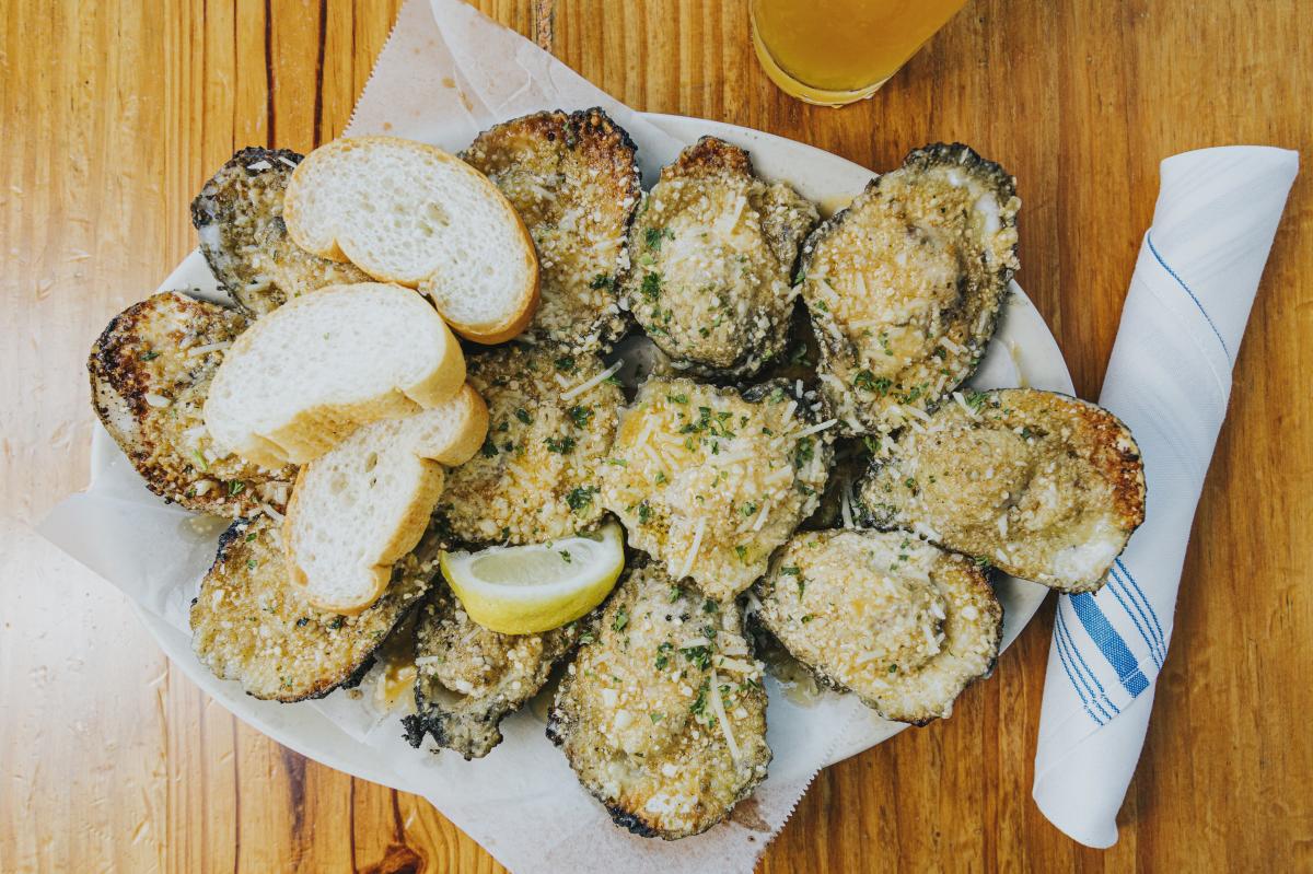 Chargilled oysters at The Blue Crab in Slidell