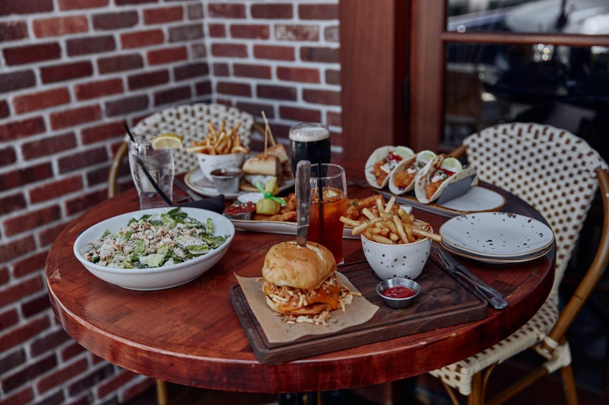 Table of food at Pappy McGregor's in Downtown Paso Robles.