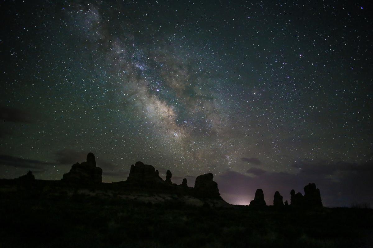 Stars in the night sky at Arches National park