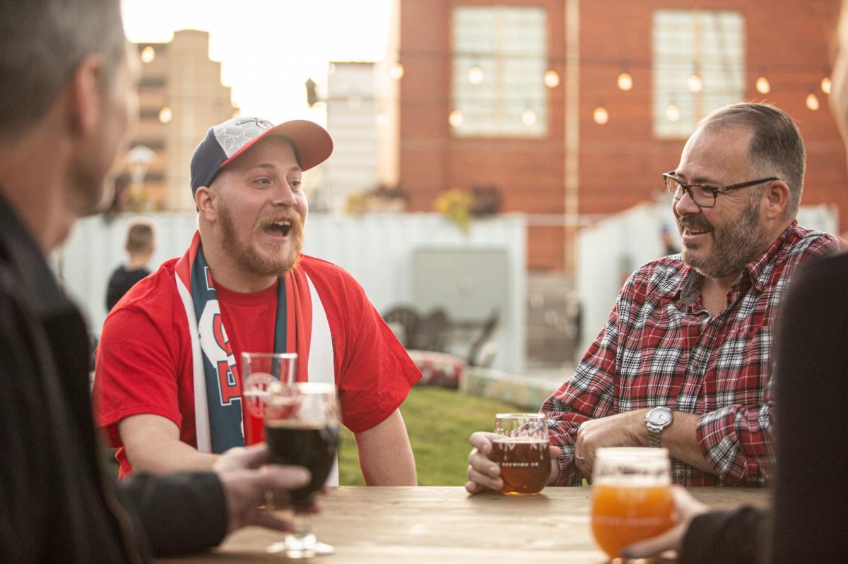 Drinking Brews on the Patio at Nortons Brewing Co