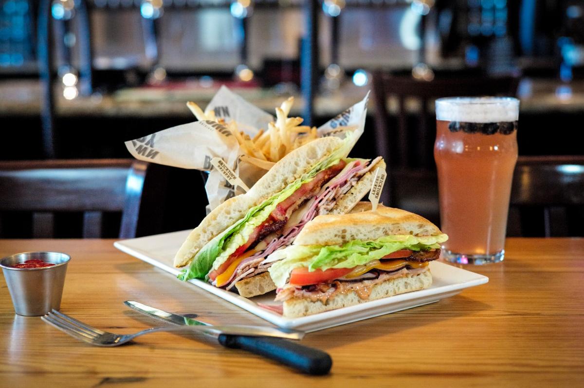 The club sandwich at Bricktown Brewery In Wichita, KS