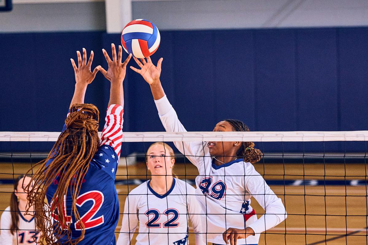 Group of Girls Playing Volleyball - Landscape