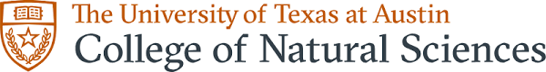 Black and orange word mark reading "The University of Texas at Austin College of Natural Sciences." To the left of the words is a burnt orange badge.