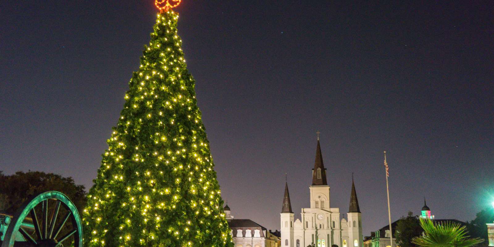 St. Louis Cathedral and Jackson Square at Christmas