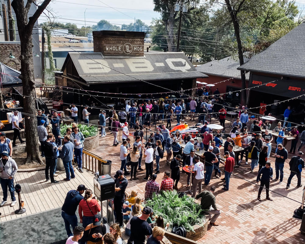 Large crowd at Banger's outdoor beer garden