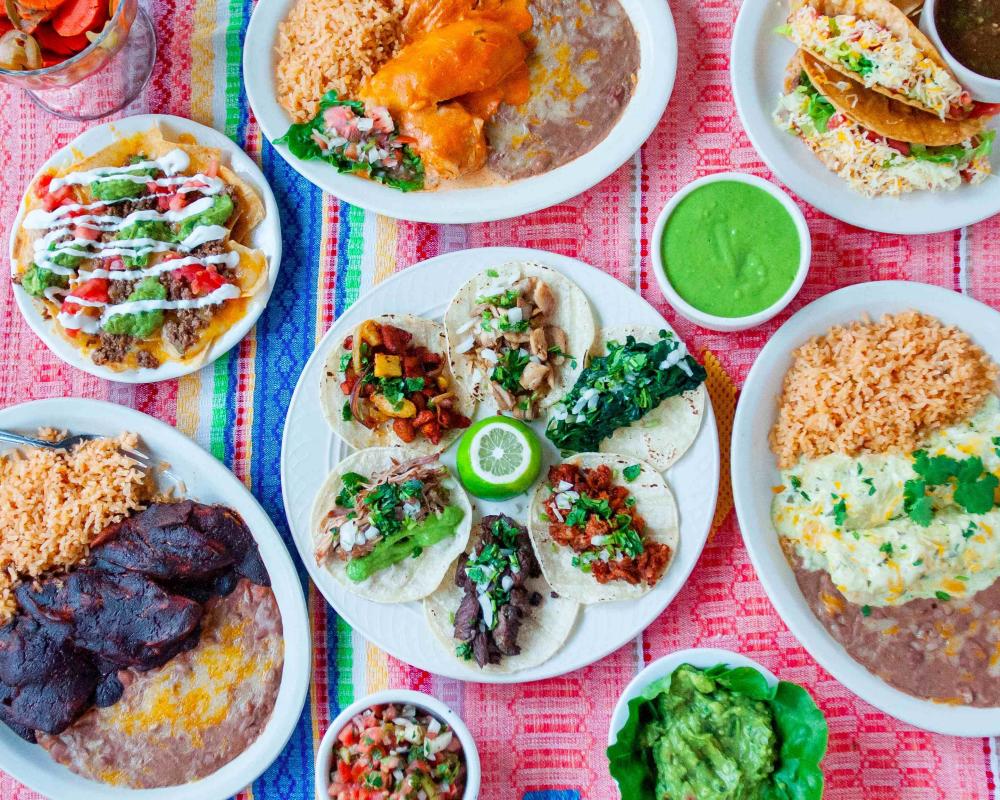 Las Casuelas restaurant with food on table in Palm Springs