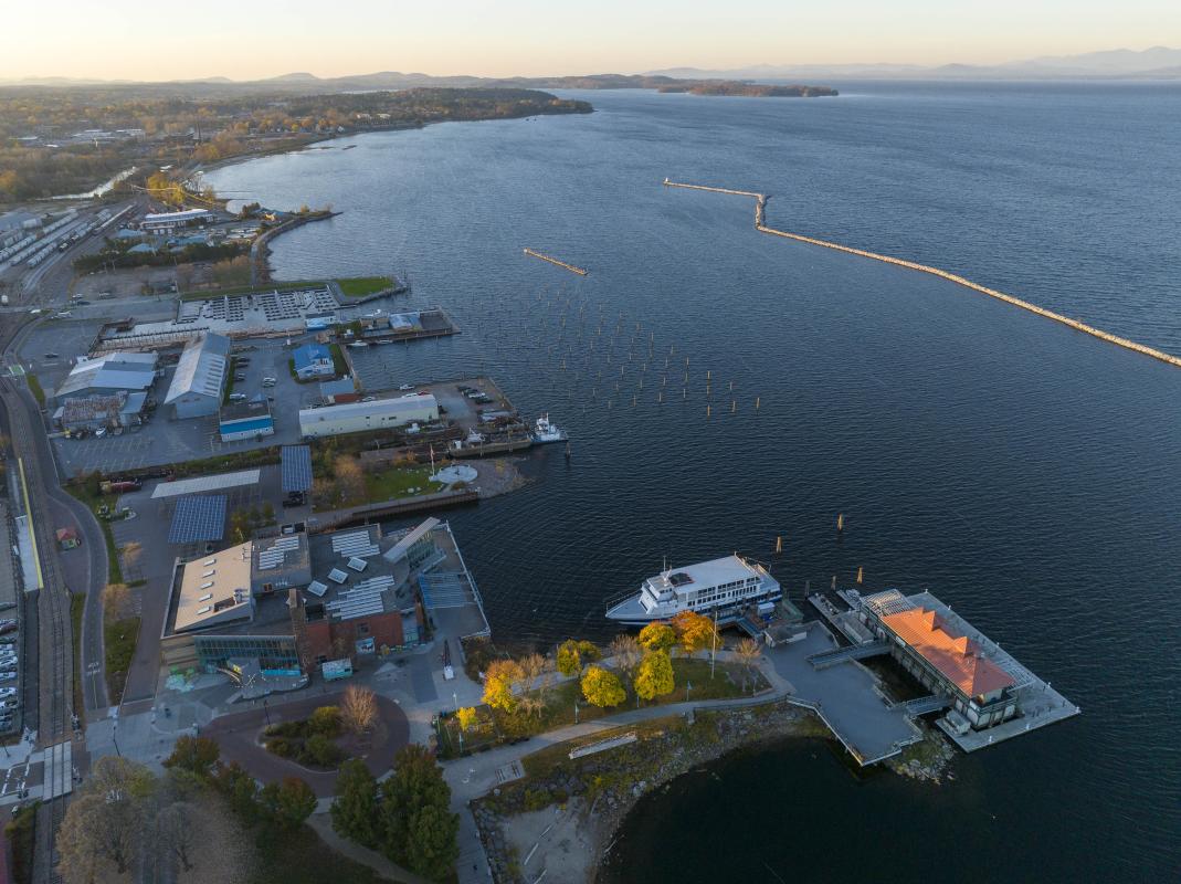 Burlington Bay, Lake Champlain, and the Adirondack Mountains