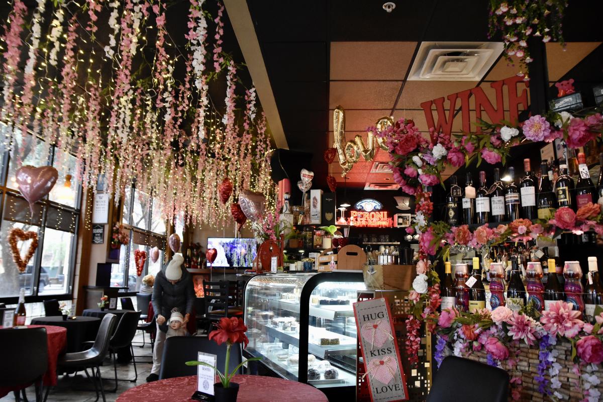 Picture of Astoria Cafe decorated for Valentine's Day