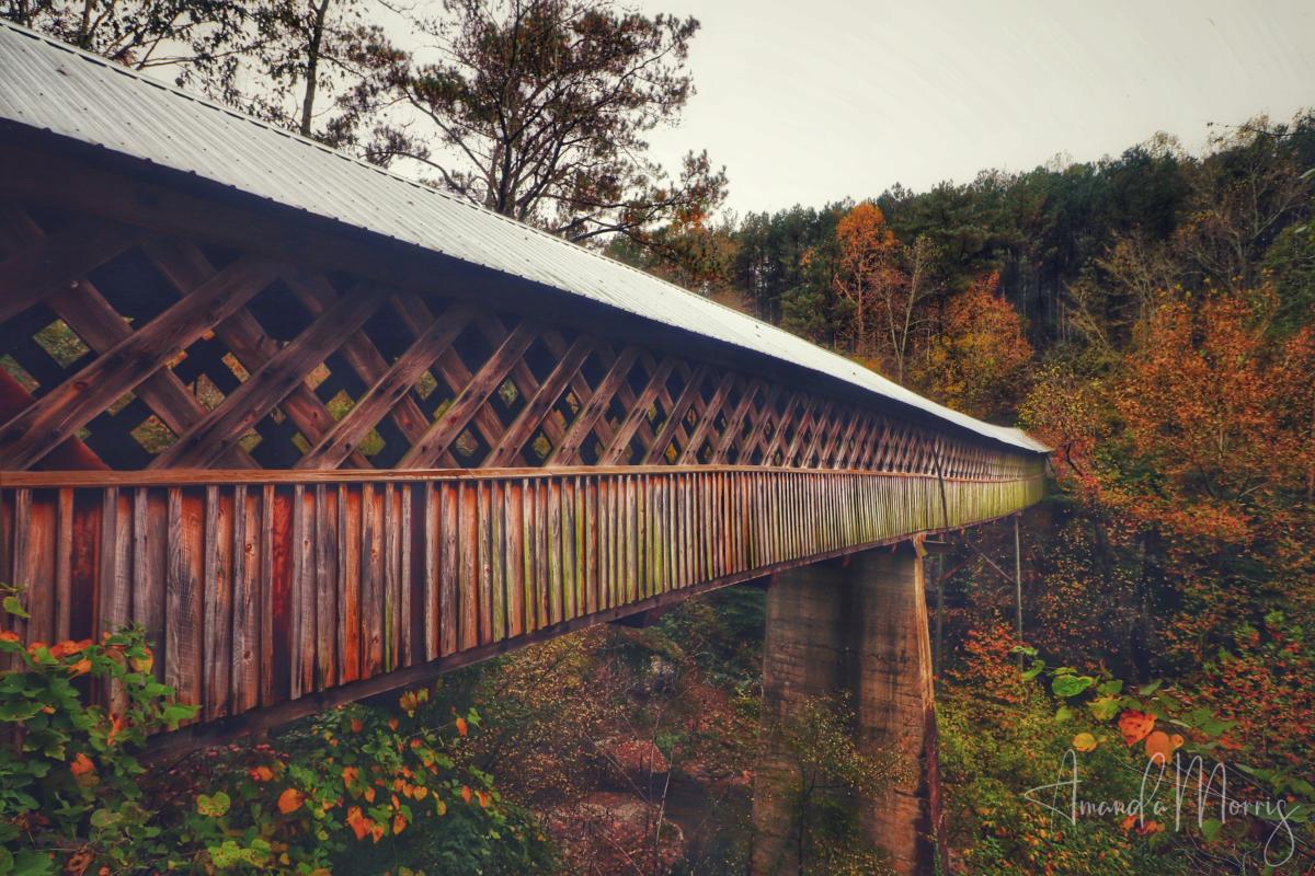 Blount County covered bridge with fall color surrounding