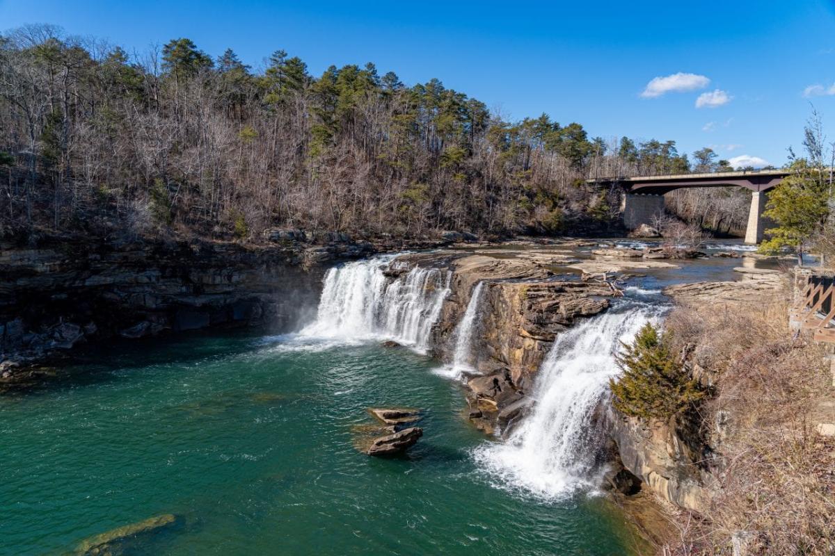 A waterfall at little river falls.