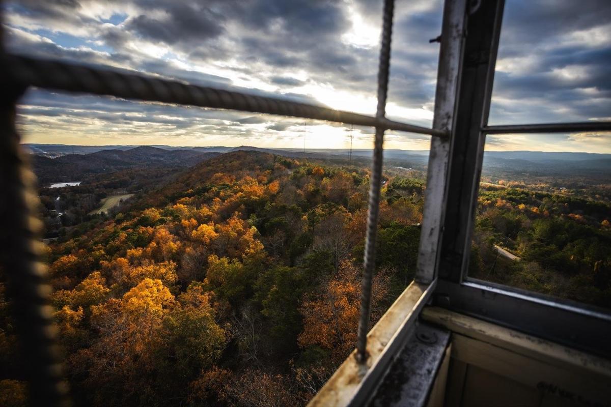 sunset at Palisades Park from the fire tower