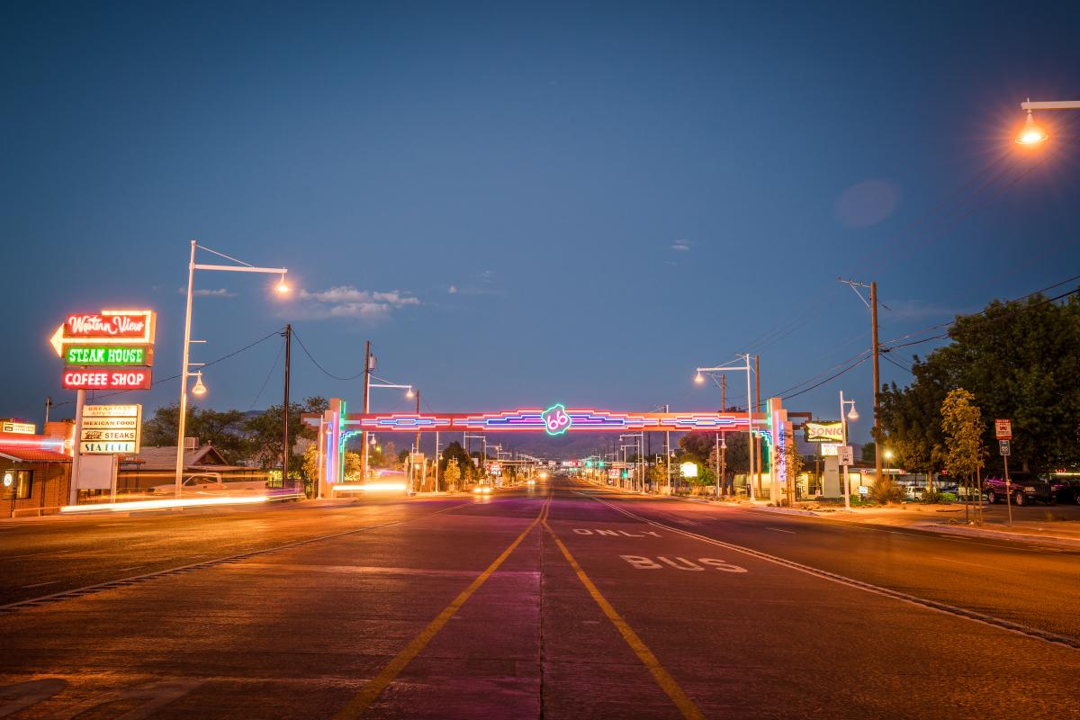 Neon Route 66 Sign on Central Avenue in Albuquerque, NM