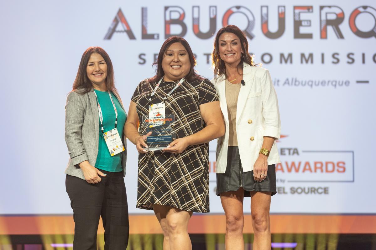 Visit ABQ Director of Sales, Services & Sports Angie Jepsen (L); Visit ABQ Senior Sports Development Manager Angela Gandy (M); Director of Customer Experience for Team Travel Source Beth Matran (R)