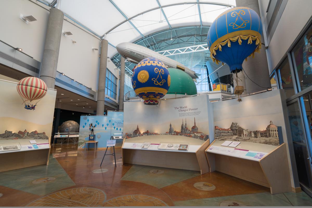Some exhibits at the Balloon Museum.