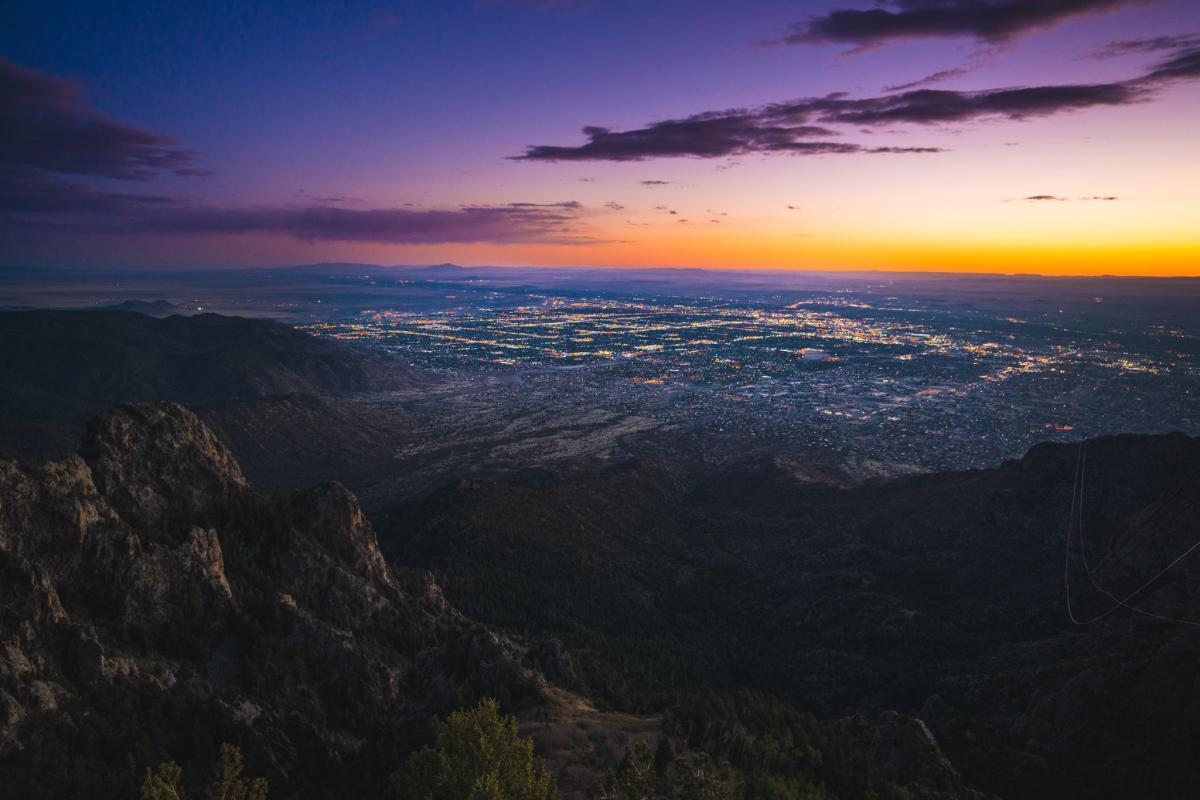 The city at sunset from Sandia Crest.