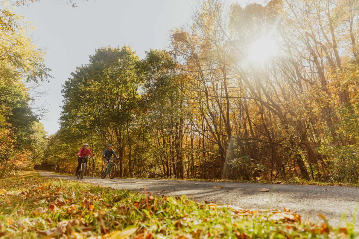 Couple Cycling on the GAP Fall - Frostburg MD