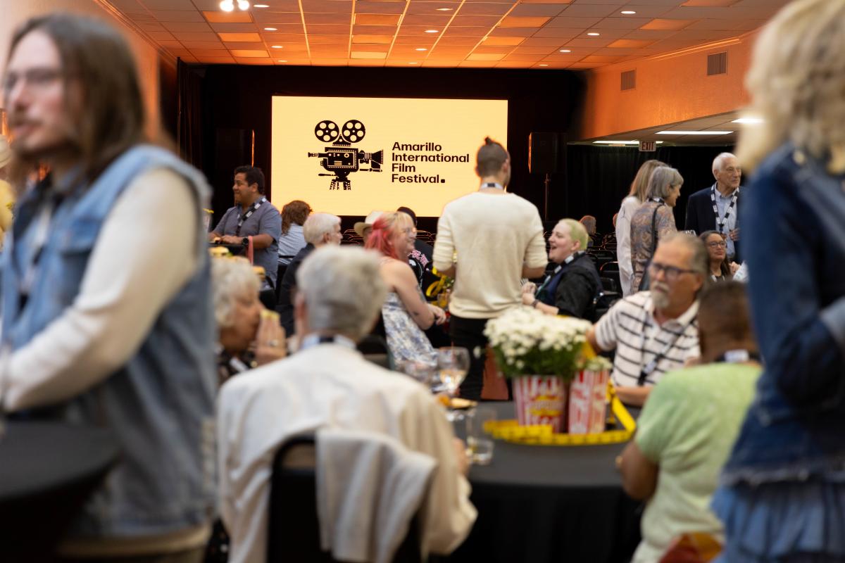group of people gathering at the amarillo international film festival in amarillo, tx