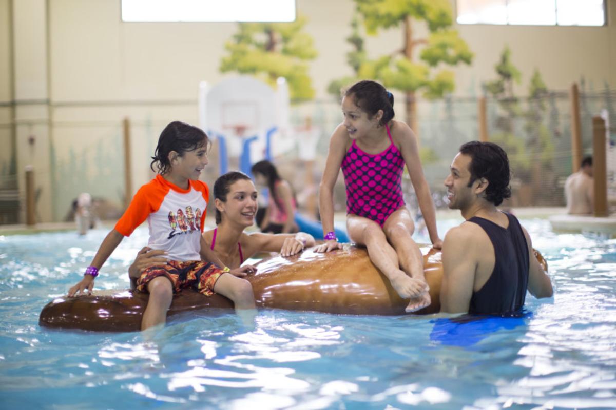 Family at the Great Wolf Lodge Water Park, Southern California
